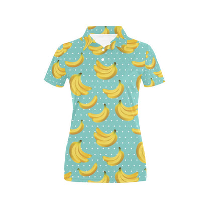 Banana Pattern Print Design BA02 Women's Polo Shirt