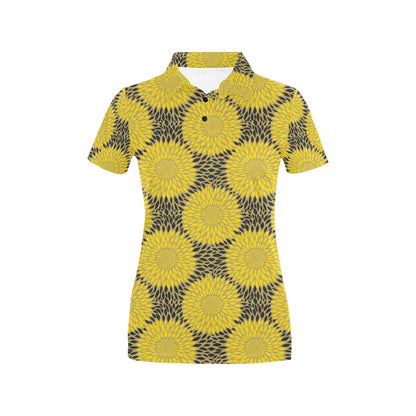 Sunflower Pattern Print Design SF06 Women's Polo Shirt