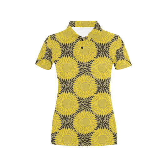 Sunflower Pattern Print Design SF06 Women's Polo Shirt