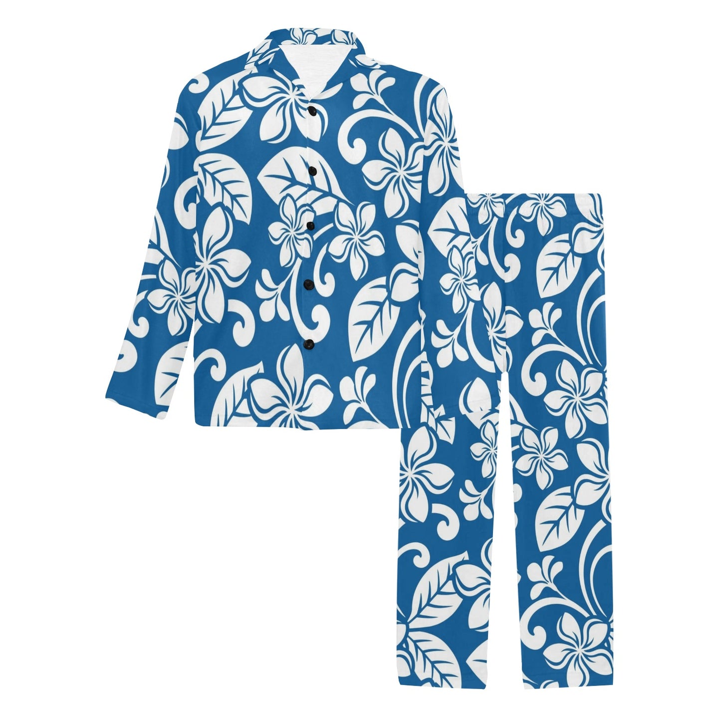 Plumeria Pattern Print Design PM013 Men's Long Pajama Set