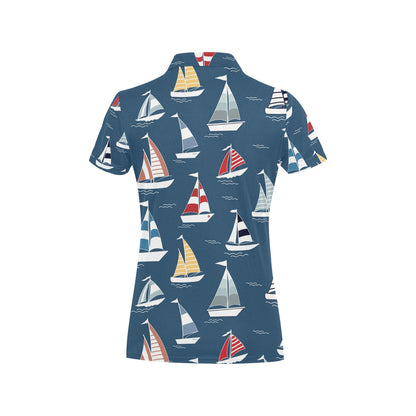 Sailing Ships Pattern Print Design A04 Women's Polo Shirt