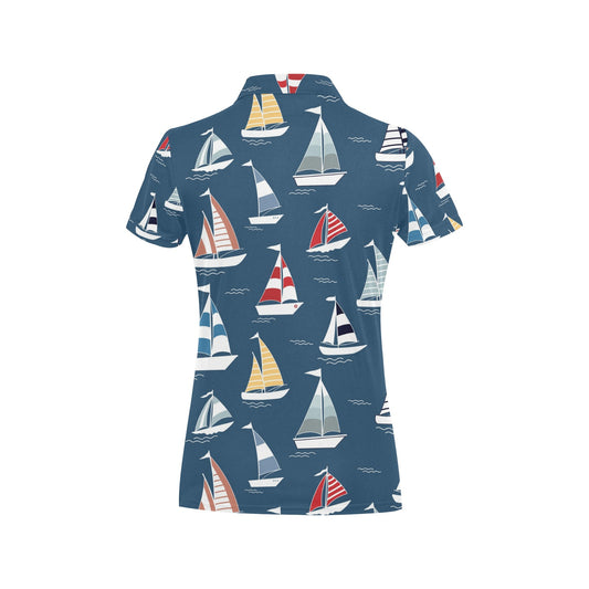 Sailing Ships Pattern Print Design A04 Women's Polo Shirt