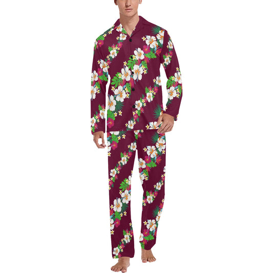 Hawaiian Themed Pattern Print Design H06 Men's Long Pajama Set