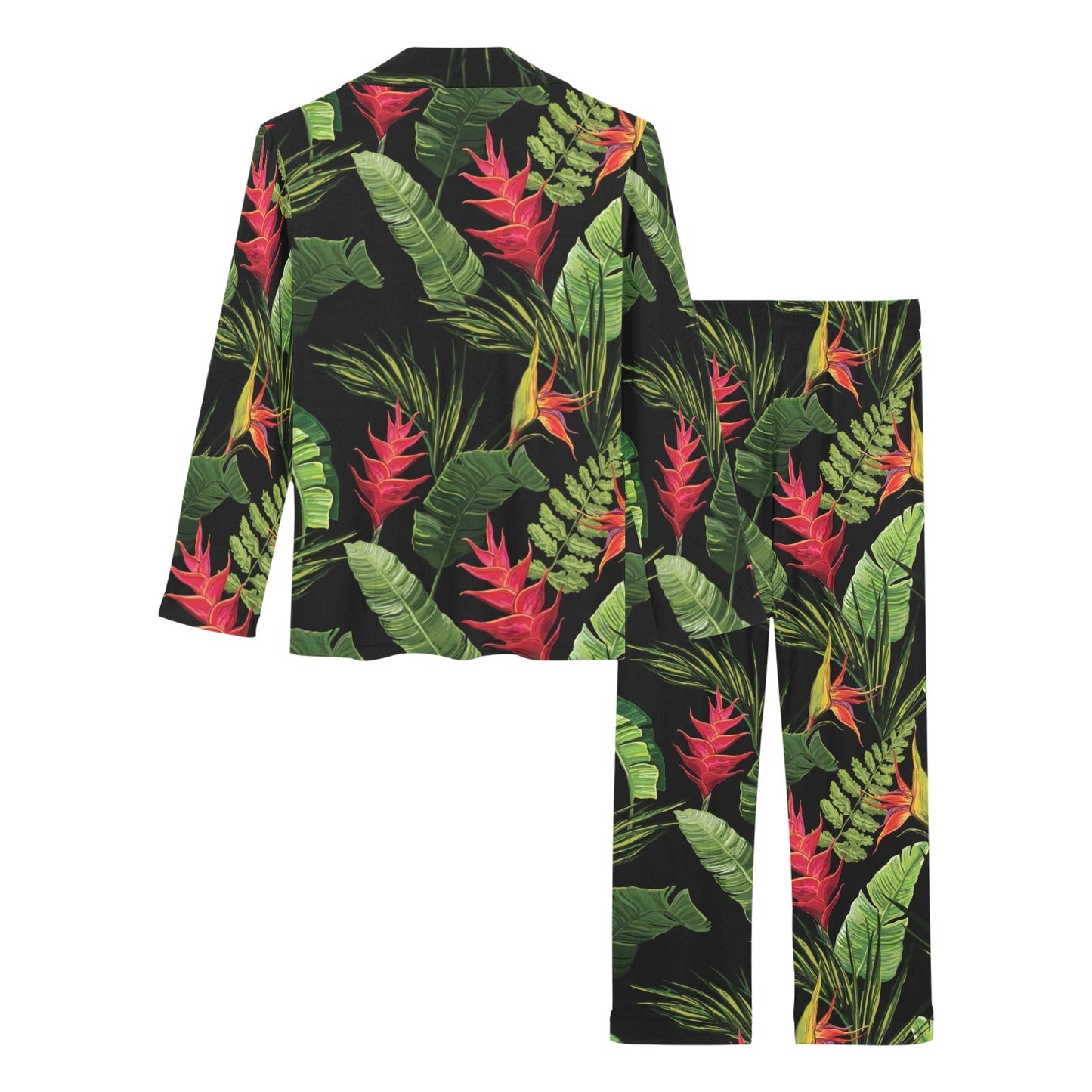 Bird Of Paradise Pattern Print Design BOP010 Women's Long Pajama Set
