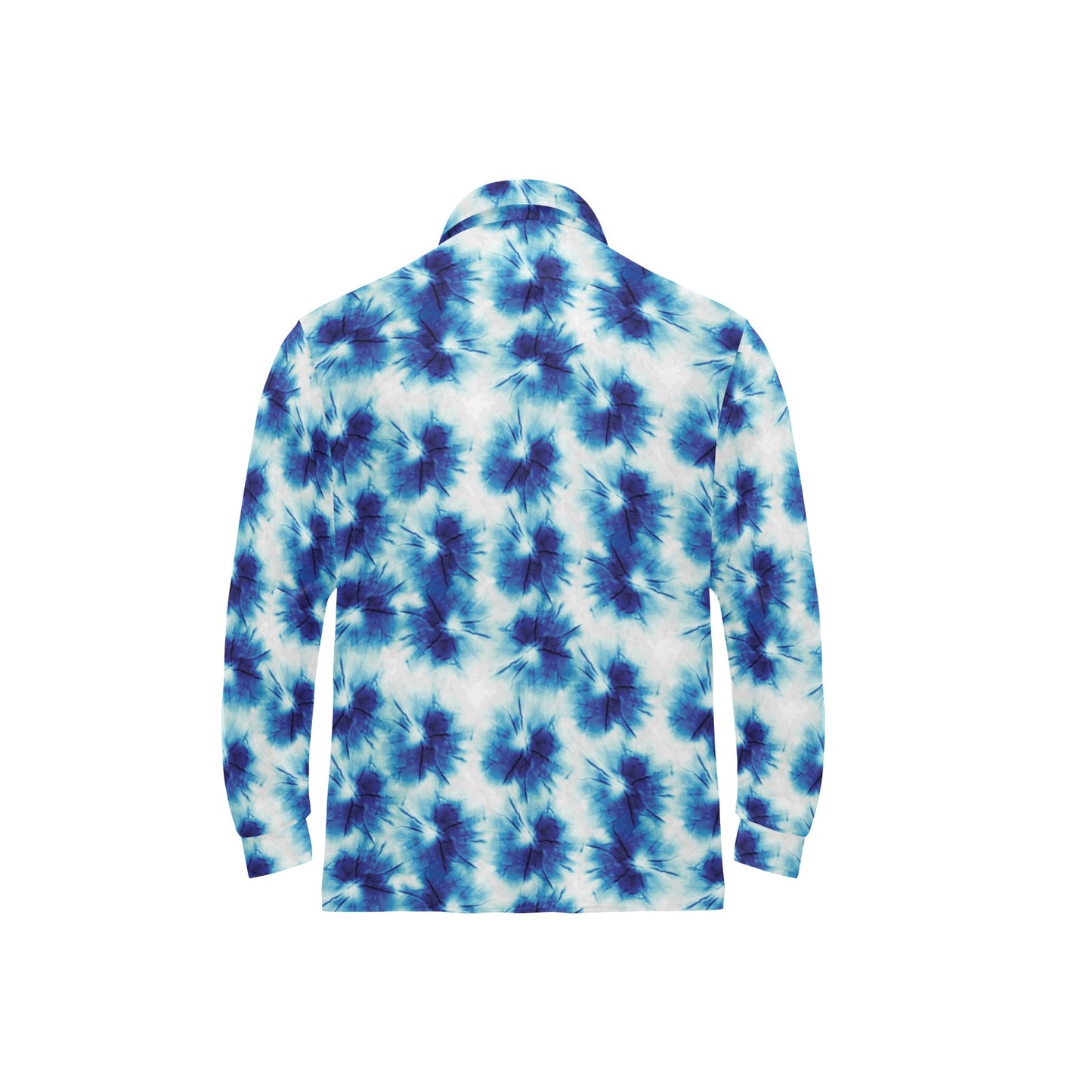 Tie Dye Blue Print Design LKS305 Long Sleeve Polo Shirt For Men's