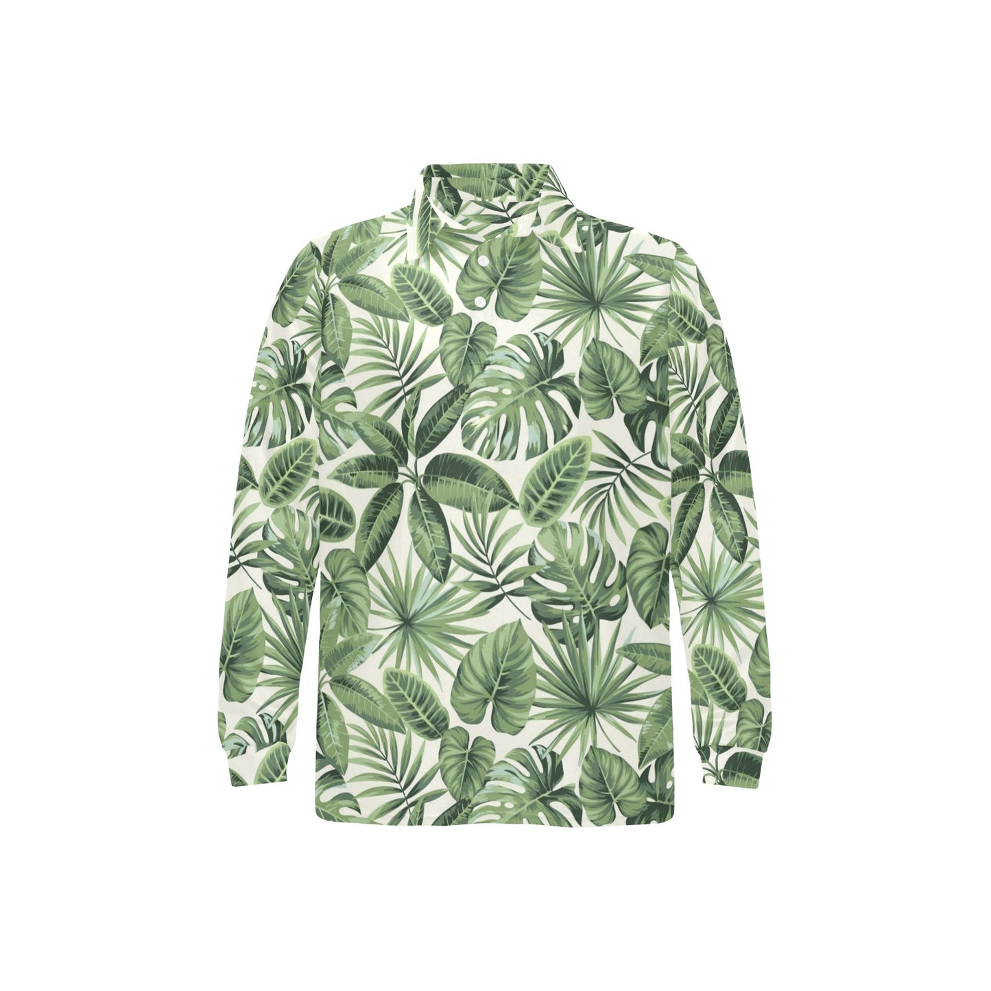 Palm Leaves Pattern Print Design PL014 Long Sleeve Polo Shirt For Men's