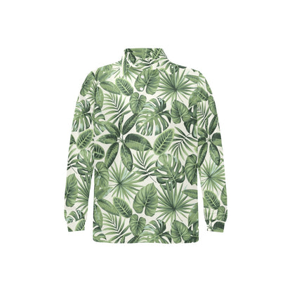 Palm Leaves Pattern Print Design PL014 Long Sleeve Polo Shirt For Men's