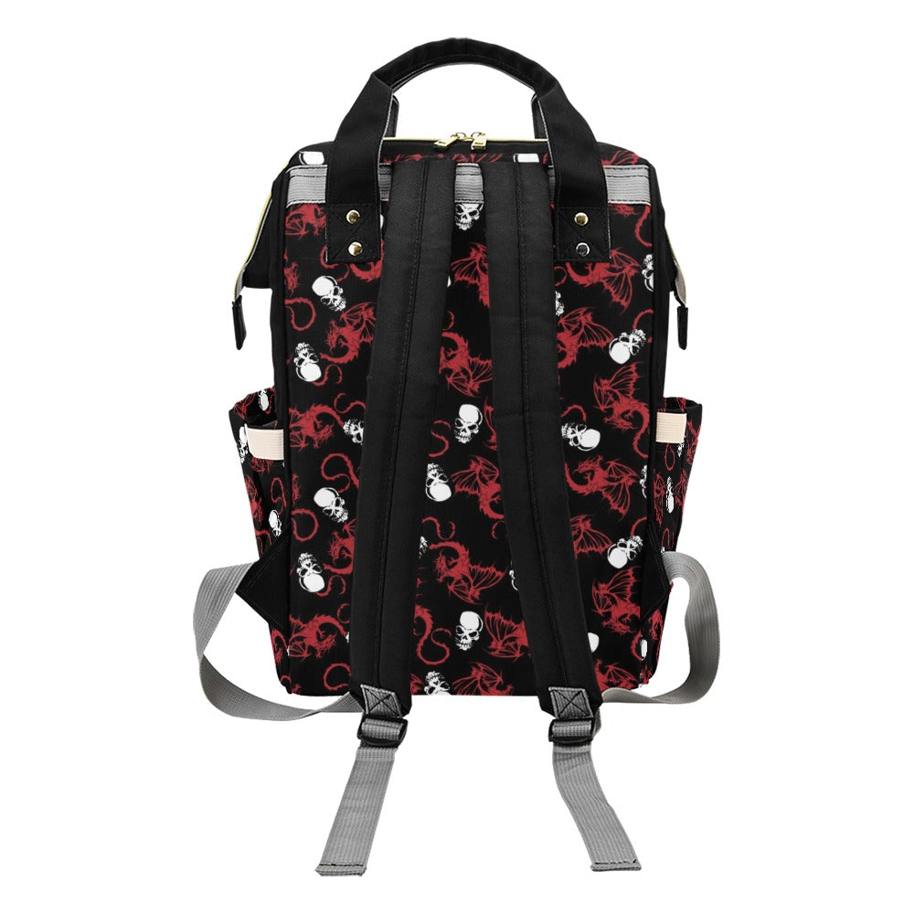 Skull With Red Dragon Print Design LKS304 Diaper Bag Backpack