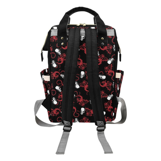 Skull With Red Dragon Print Design LKS304 Diaper Bag Backpack