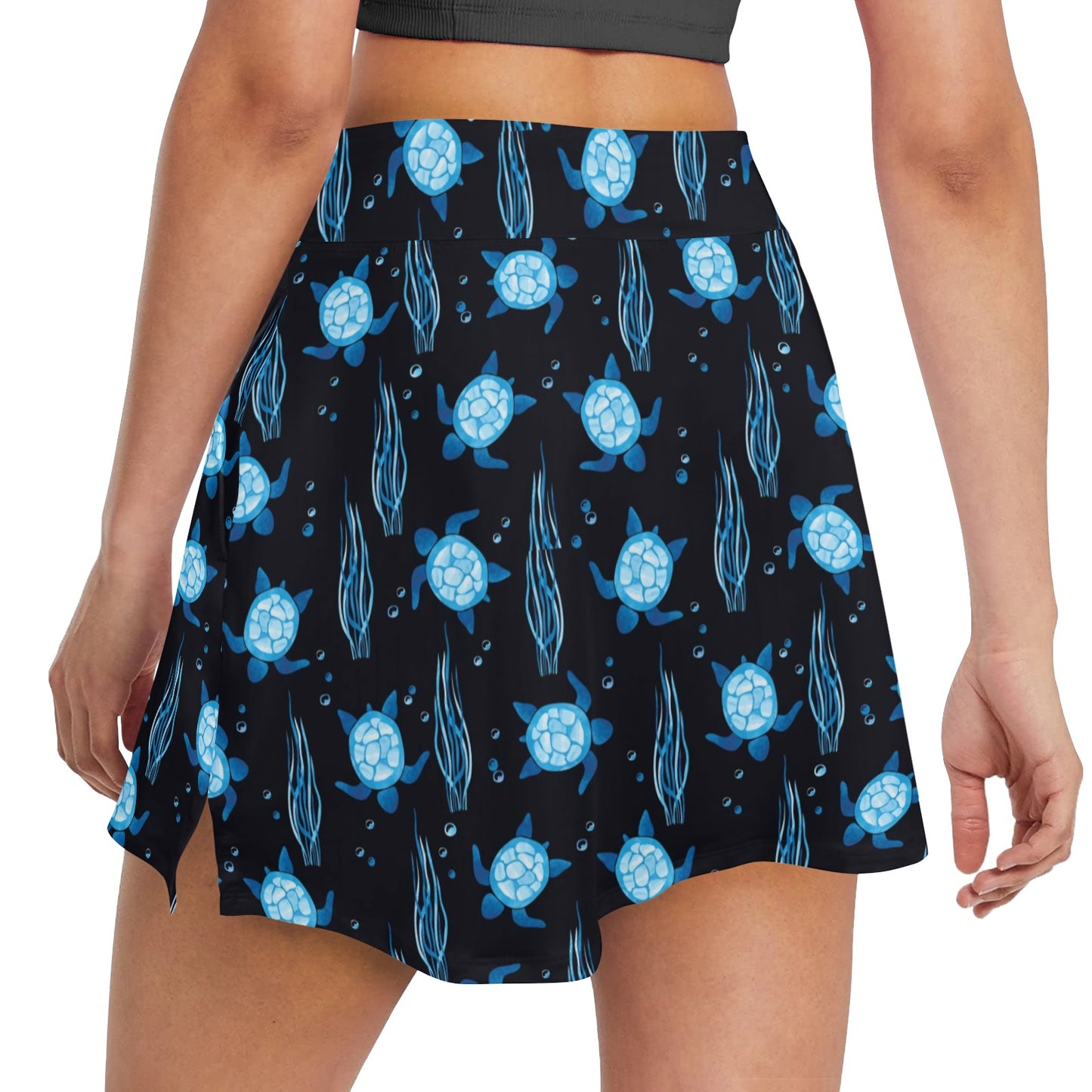 Sea Turtle Print Design LKS3013 17" Golf & Pickleball Skort with Pockets