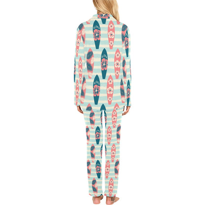 Aloha Hawaii Surfboard Pattern Print Design 02 Women's Long Pajama Set