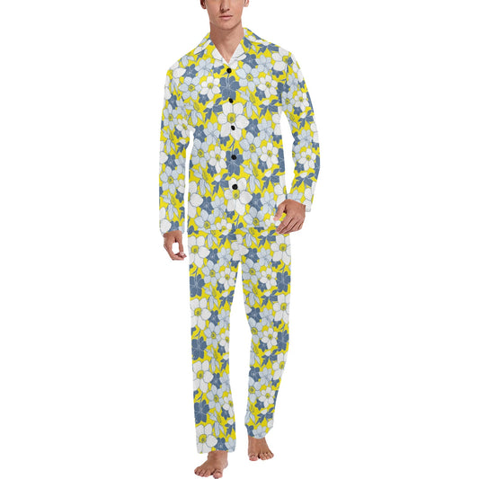 Daffodils Pattern Print Design 01 Men's Long Pajama Set