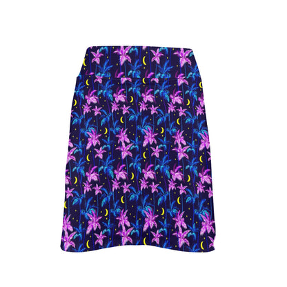 Palm Tree Night Scene Design Print 17" Golf & Pickleball Skort with Pockets