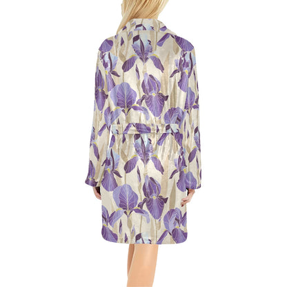 Iris Pattern Print Design IR02 Women's Fleece Robe