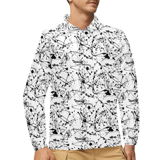 Splatter Print Design LKS305 Long Sleeve Polo Shirt For Men's