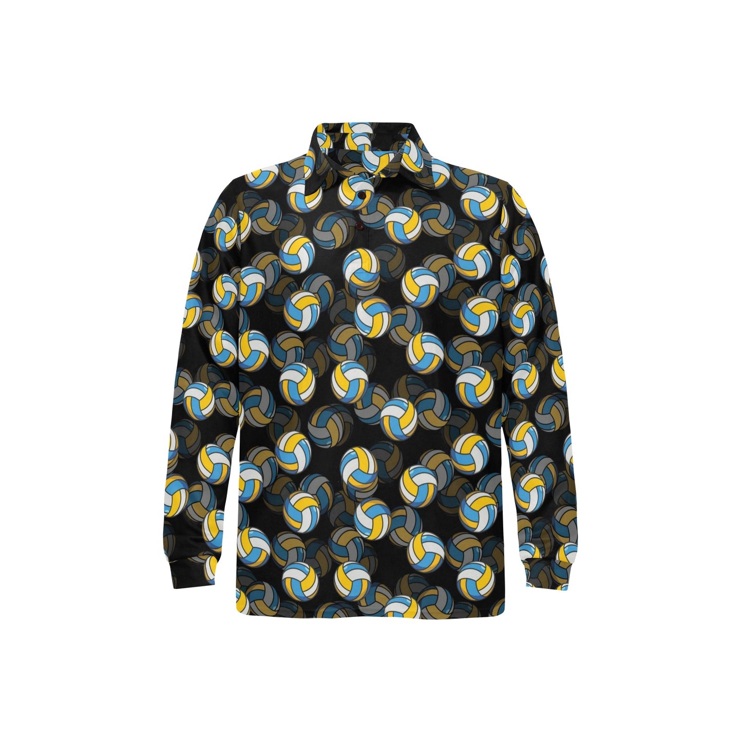 Volleyball Print Design LKS302 Long Sleeve Polo Shirt For Men's