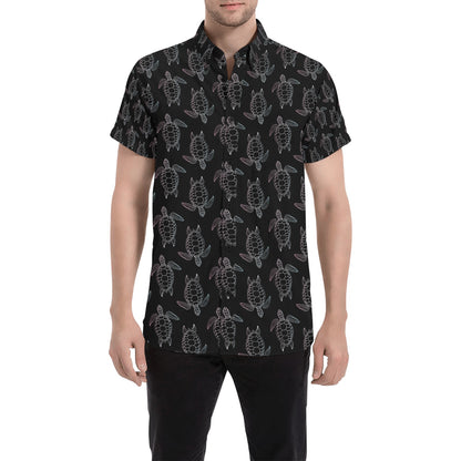 Sea Turtle Print Design LKS3012 Men Short Sleeve Button Up Shirt