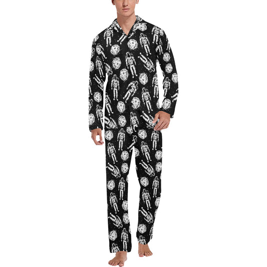 Astronaut Pattern Print Design 03 Men's Long Pajama Set