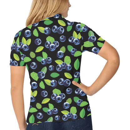 Blueberry Pattern Print Design BB03 Women's Polo Shirt