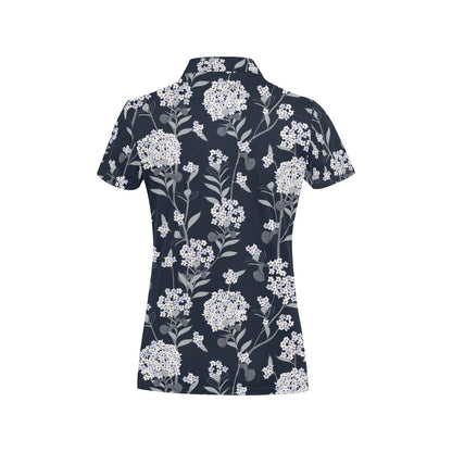 Hydrangea Pattern Print Design HD06 Women's Polo Shirt