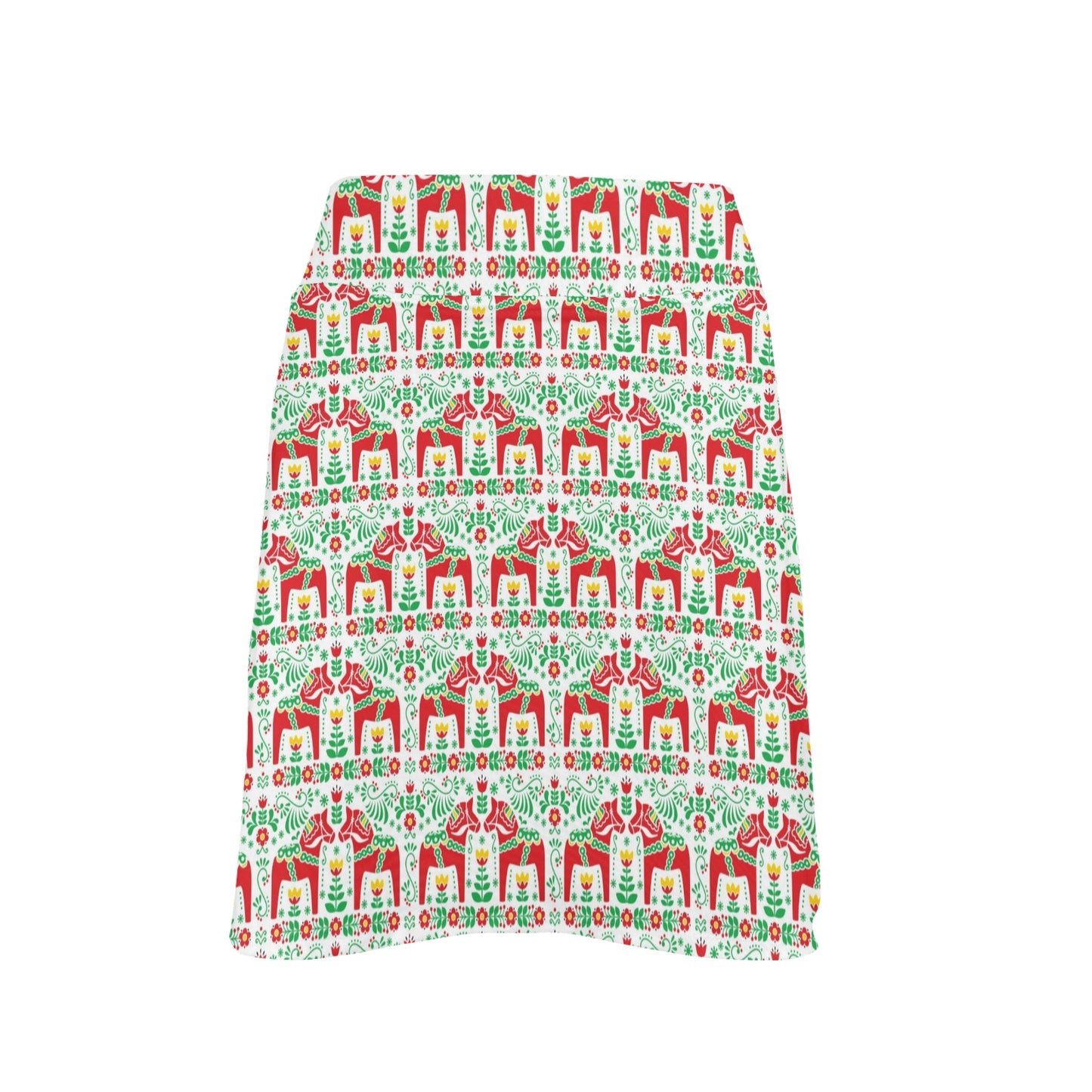 Swedish Dala Style Pattern 17" Golf & Pickleball Skort with Pockets