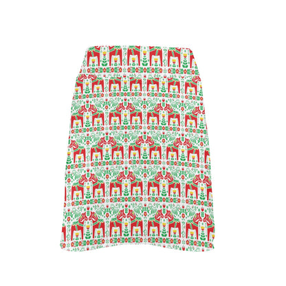 Swedish Dala Style Pattern 17" Golf & Pickleball Skort with Pockets