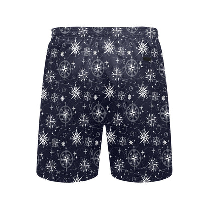 Nautical Sky Design Themed Print Men's Swim Trunks Beach Shorts