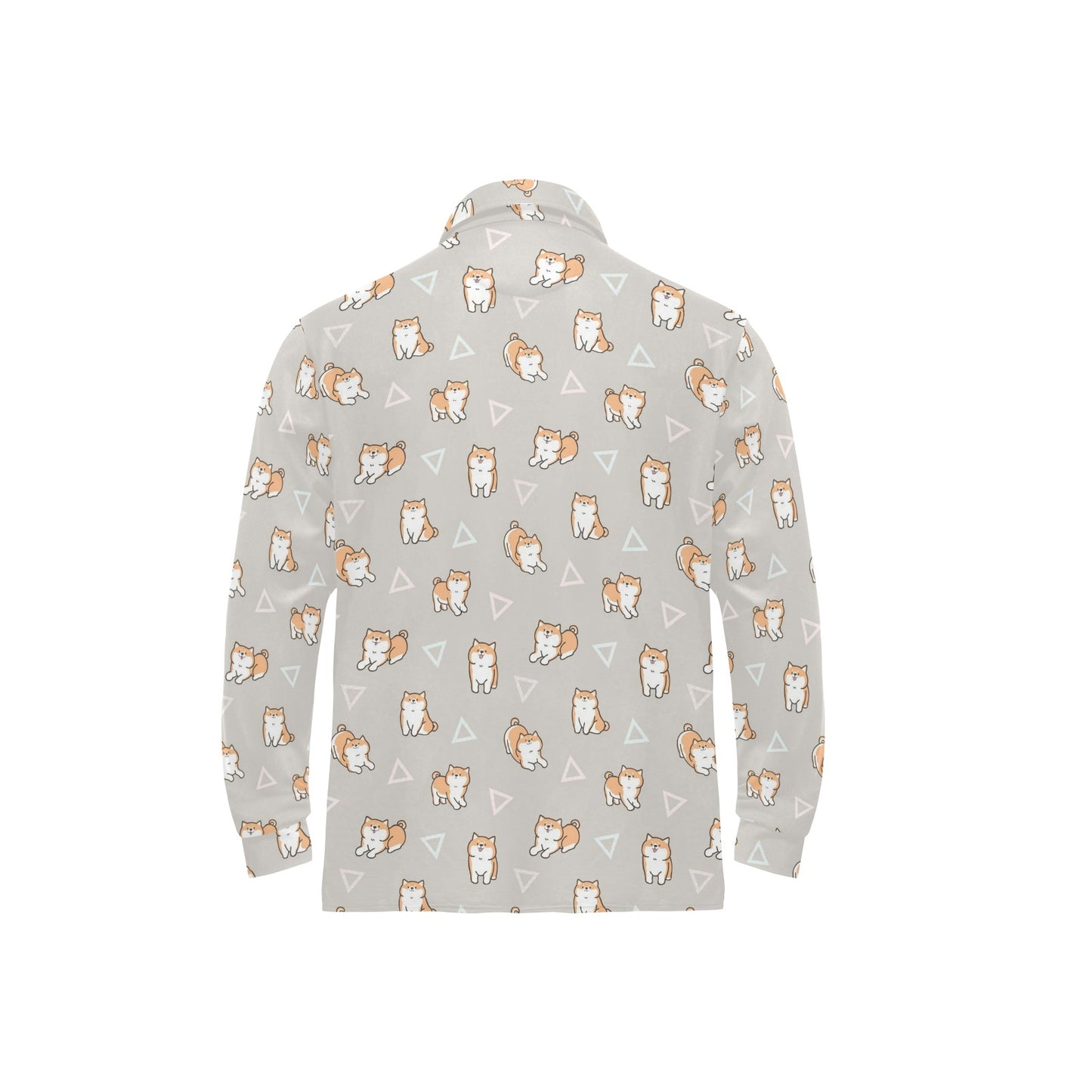 Shiba Inu Print Design LKS307 Long Sleeve Polo Shirt For Men's