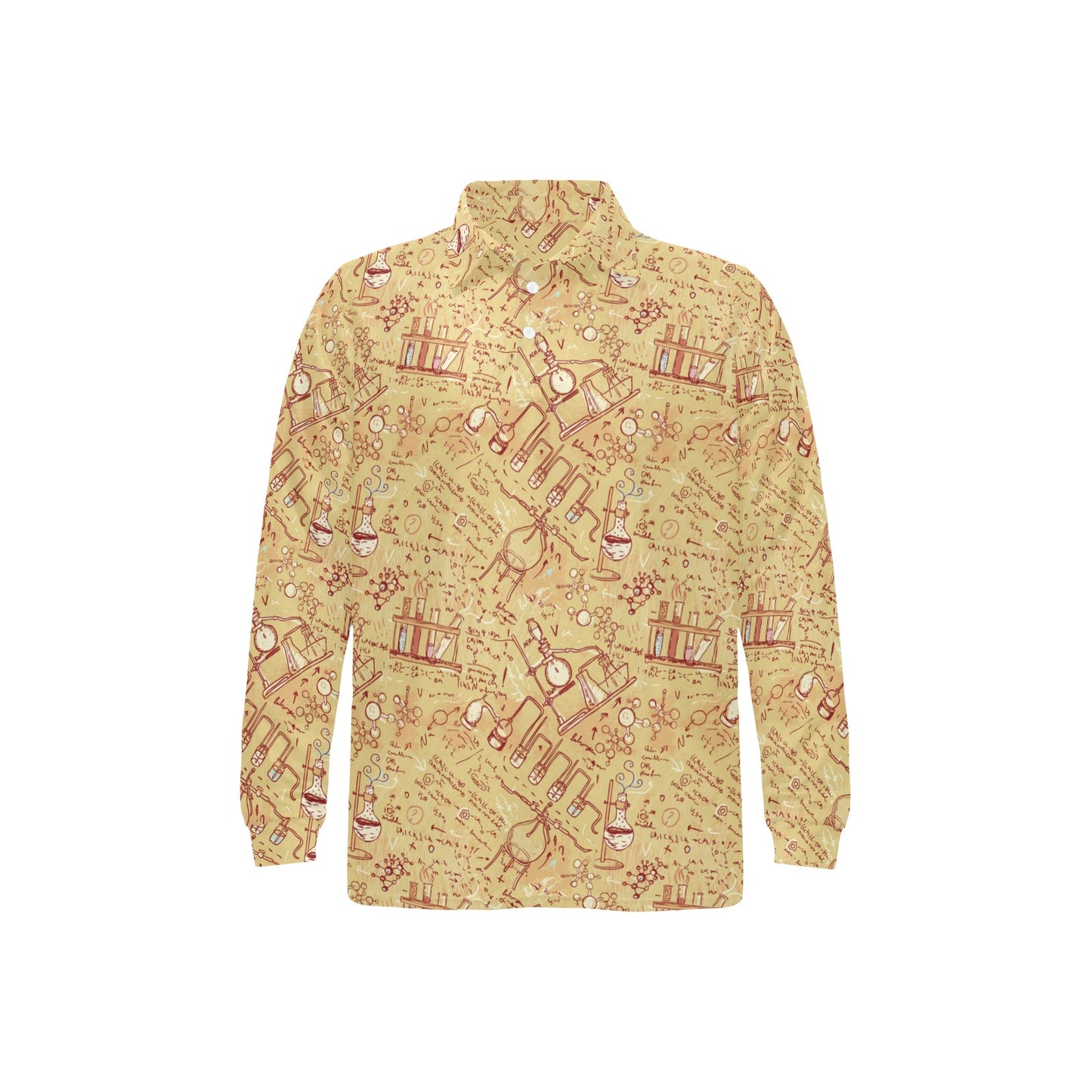 Chemical Pattern Print Design 01 Long Sleeve Polo Shirt For Men's