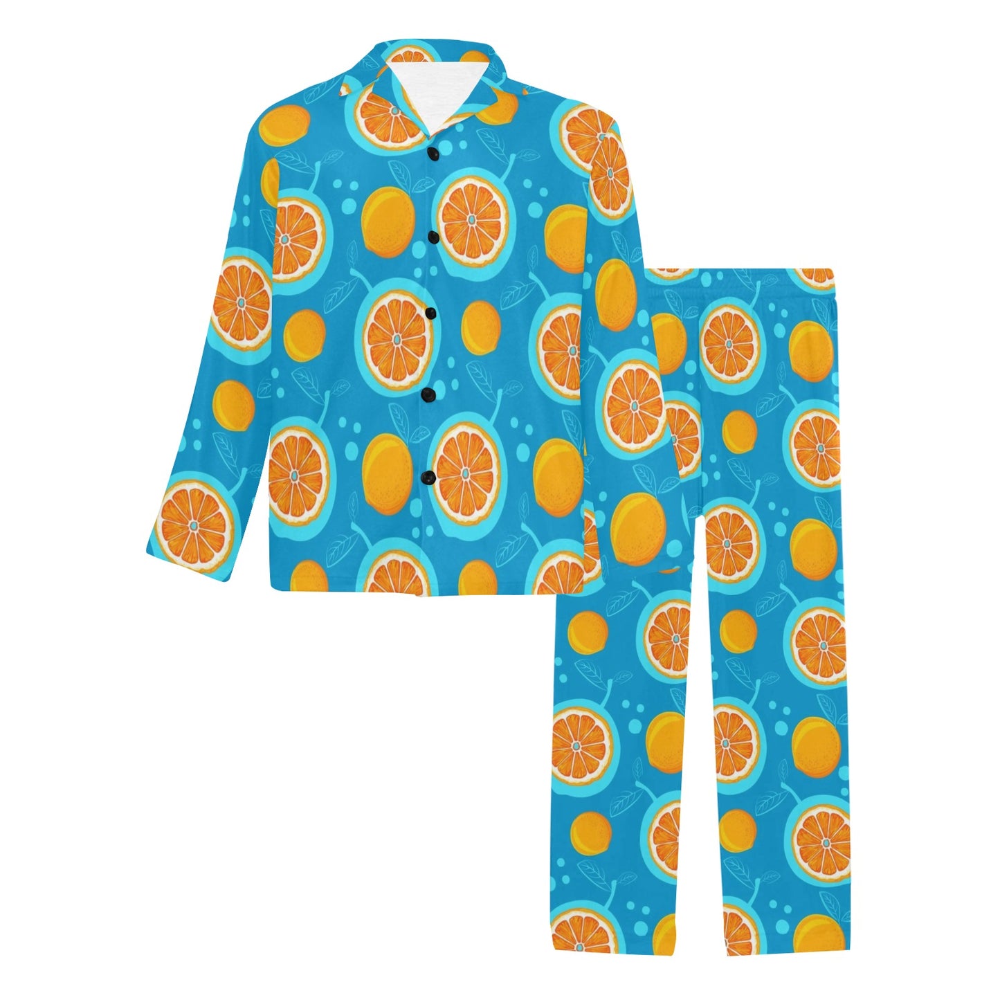 Grapefruit Pattern Print Design GF03 Men's Long Pajama Set