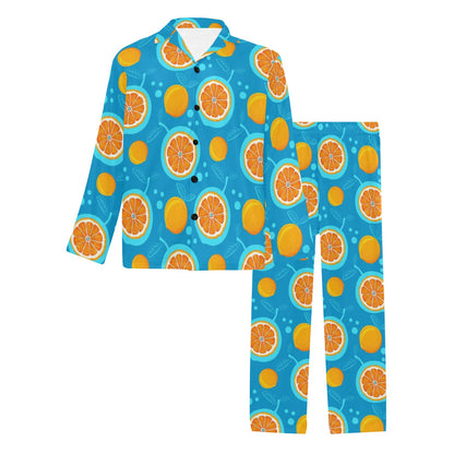 Grapefruit Pattern Print Design GF03 Men's Long Pajama Set