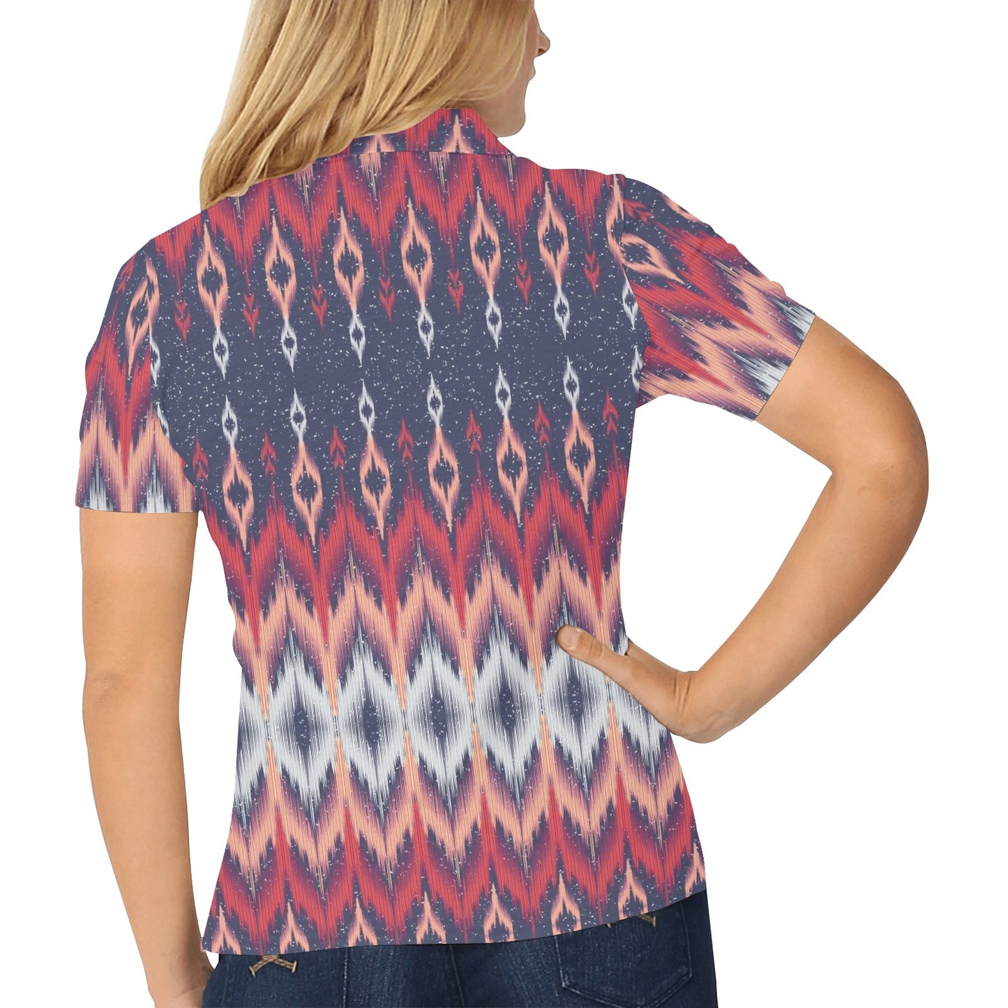 Ikat Print Design LKS401 Women's Polo Shirt
