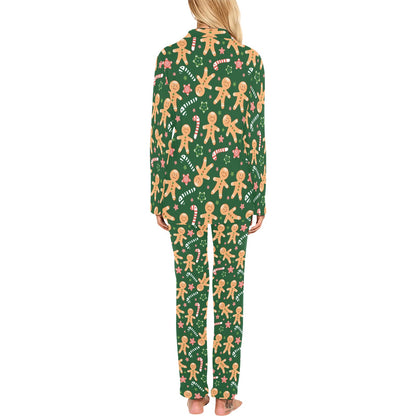 Gingerbread Pattern Print Design 04 Women's Long Pajama Set