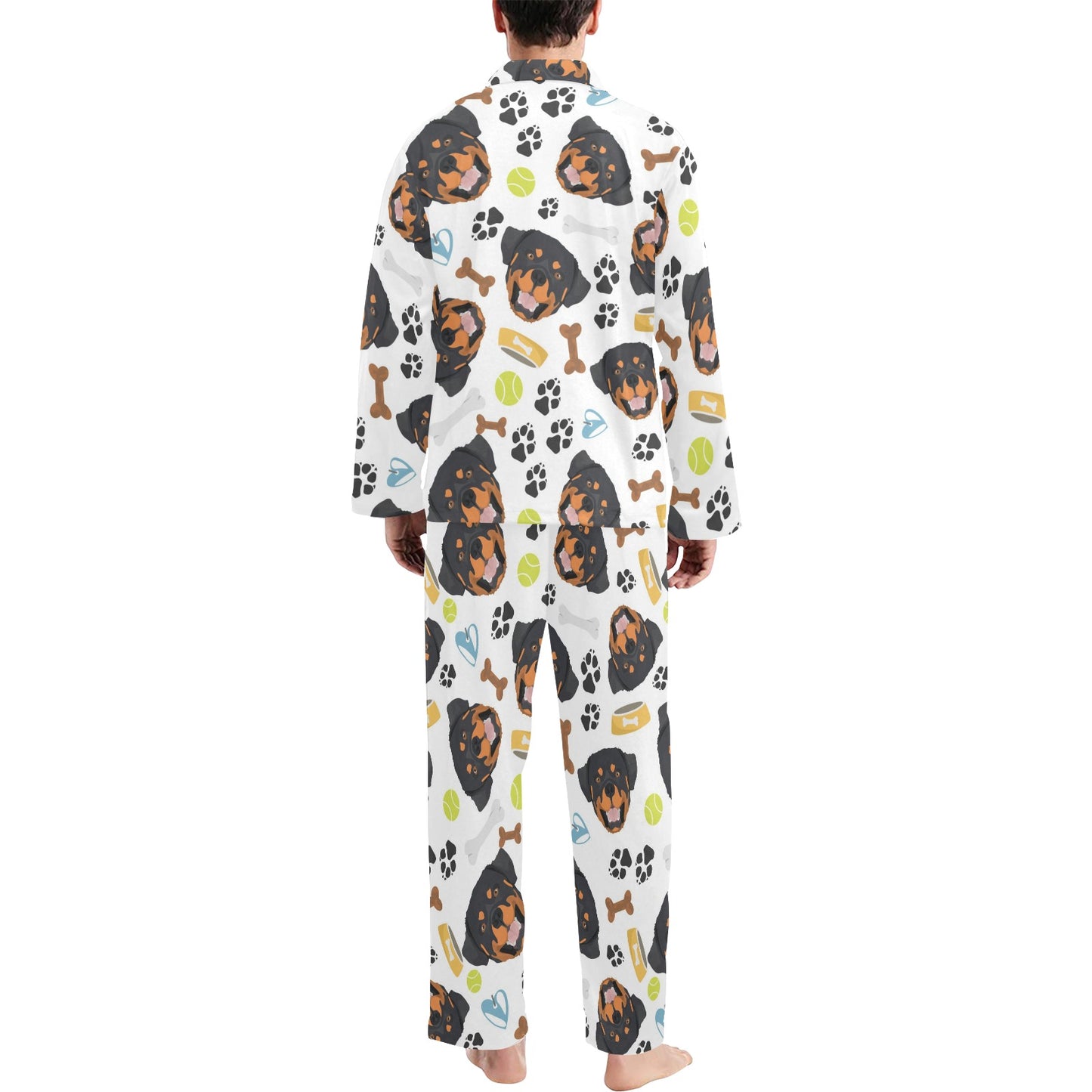 Rottweiler Pattern Print Design A04 Men's Long Pajama Set