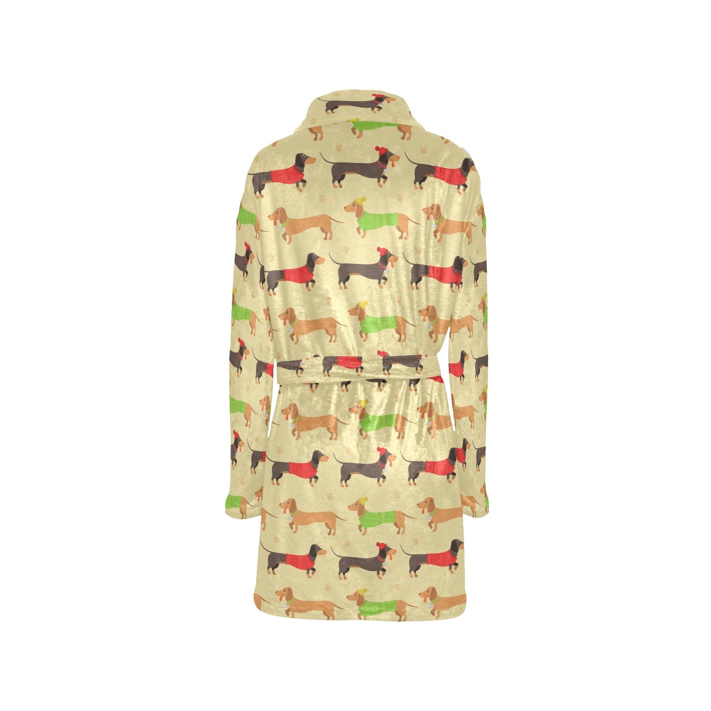 Dachshund Pattern Print Design 06 Women's Fleece Robe