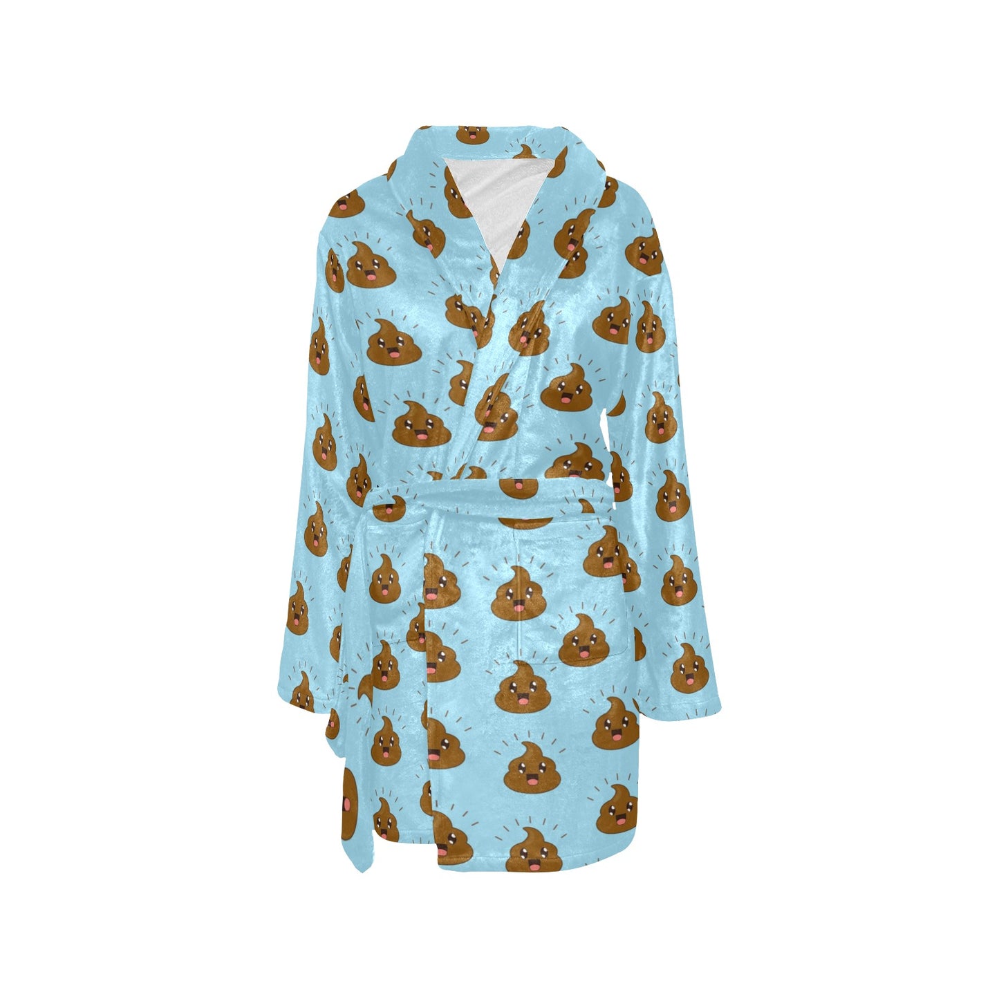 Poop Emoji Pattern Print Design A03 Women's Fleece Robe