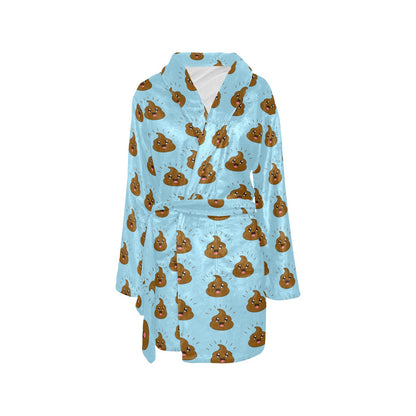 Poop Emoji Pattern Print Design A03 Women's Fleece Robe