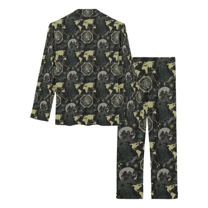 World Map Print Design LKS303 Women's Long Pajama Set