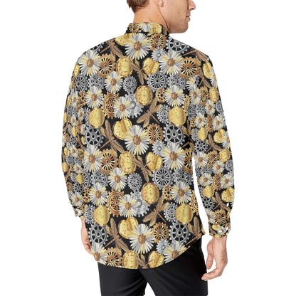Steampunk Dragonfly Print Design LKS302 Men's Long Sleeve Dress Shirt
