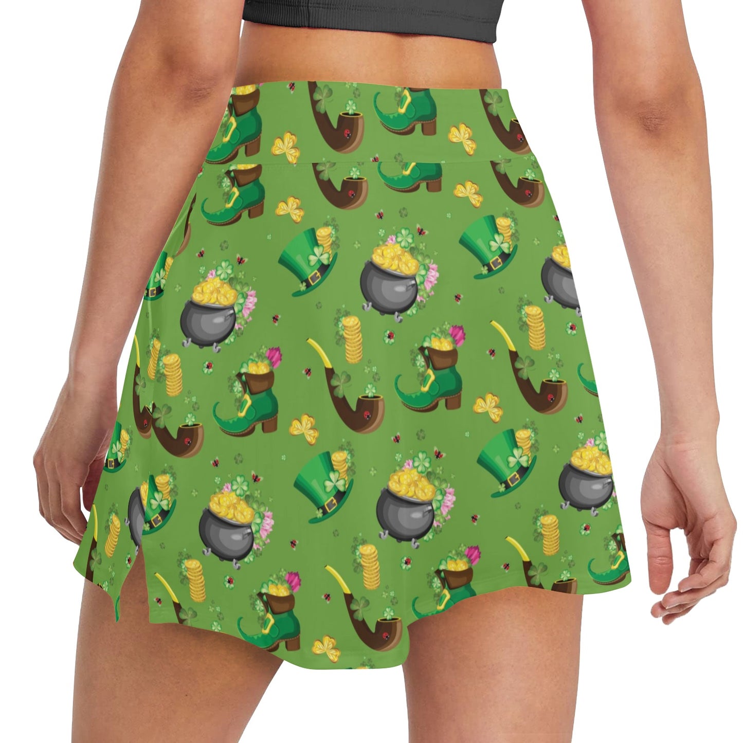 Shamrock Saint Patrick's Day Print Design LKS306 17" Golf & Pickleball Skort with Pockets