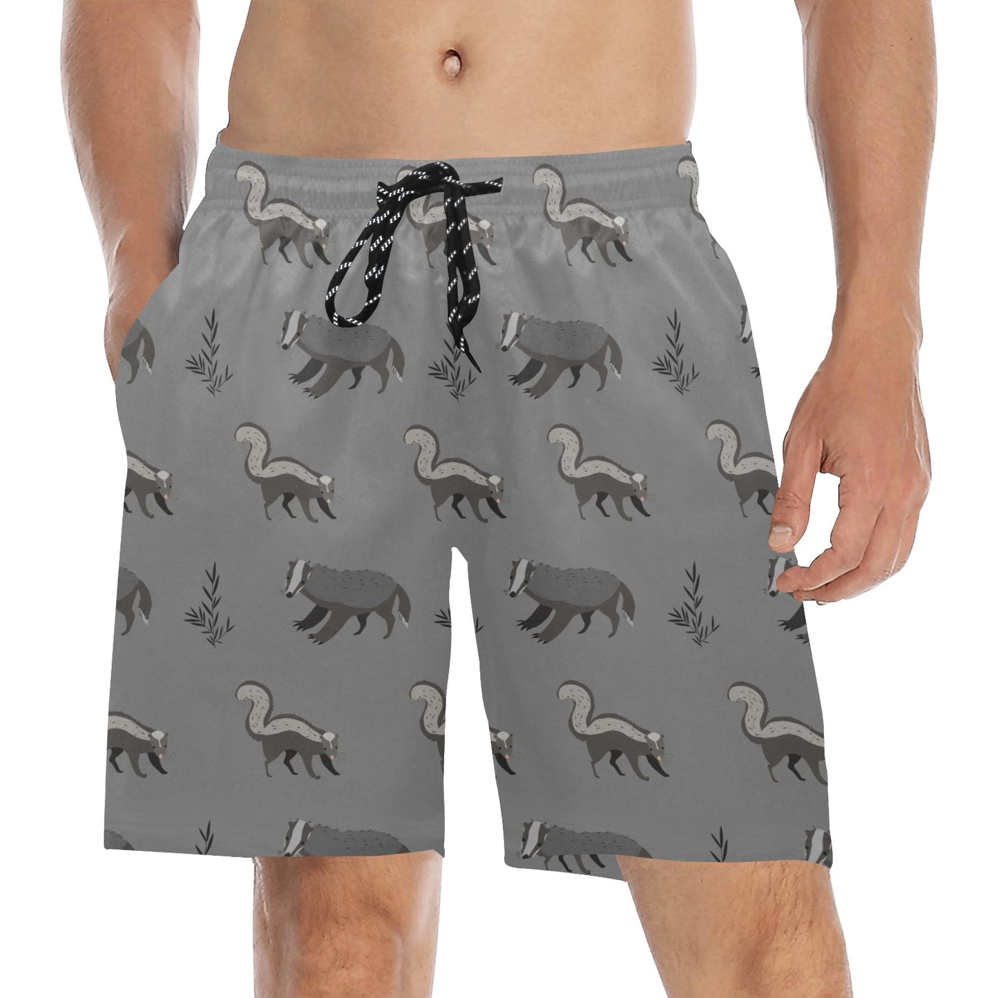Skunk Print Design LKS301 Men's Swim Trunks Beach Shorts