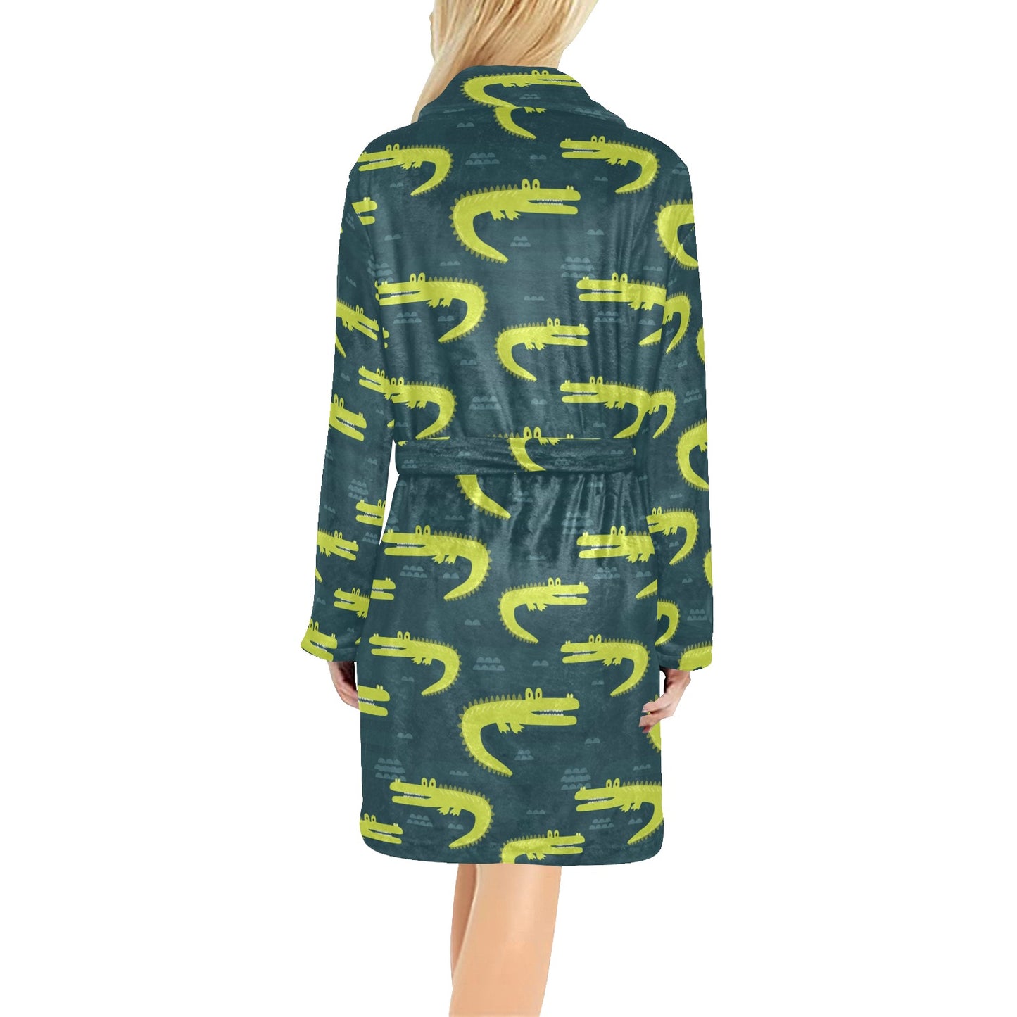 Alligator Pattern Print Design 03 Women's Fleece Robe