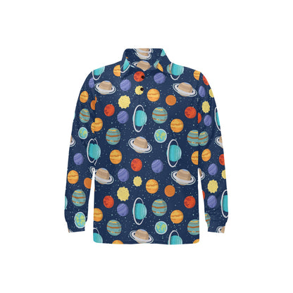 Planet With Star Print Design LKS303 Long Sleeve Polo Shirt For Men's