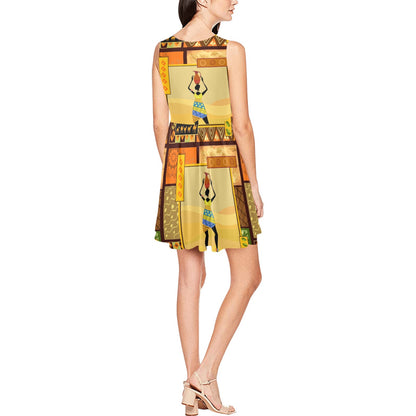 African Girl Design Sleeveless Dress