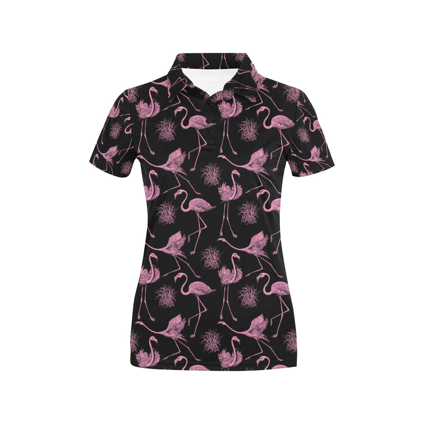 Flamingo Pink Print Pattern Women's Polo Shirt