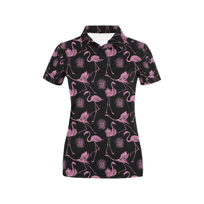 Flamingo Pink Print Pattern Women's Polo Shirt