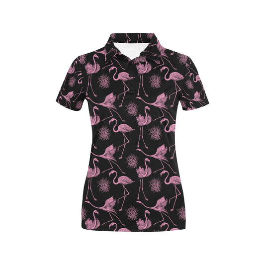 Flamingo Pink Print Pattern Women's Polo Shirt