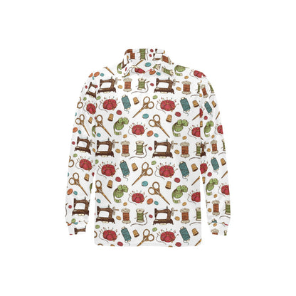 Sewing Equipment Print Design LKS304 Long Sleeve Polo Shirt For Men's