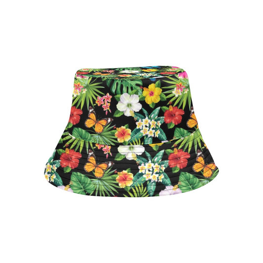 Hibiscus With Butterfly Print Design LKS305 Unisex Bucket Hat