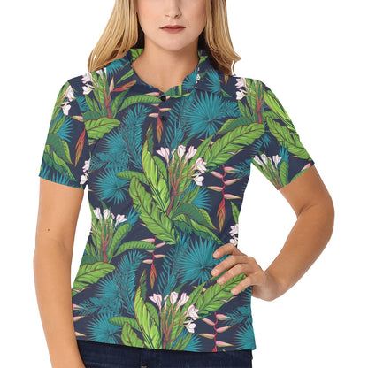 Rainforest Pattern Print Design RF01 Women's Polo Shirt